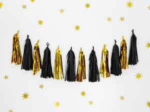 Tassel Slinger Spiegel goud/zwart 1,5 meter
