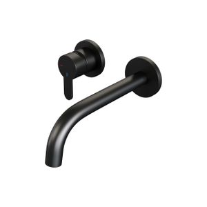Brauer Black Edition Wastafelmengkraan inbouw - gebogen uitloop rechts - hendel plat smal - model D2 - mat zwart 5-S-083-B4-65