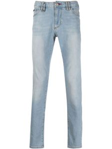 Philipp Plein jean slim à plaque logo - Bleu