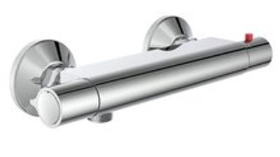VICO thermostatische mengkraan douche, chroom keramisch ½" ventiel bovenstuk uitwisselbaar thermostaat element temperatuurschaal veiligheidsstop op 38°C ½" (Ø ca. 1,9 cm) verbinding voor dou