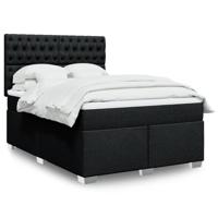 Boxspring met matras stof zwart 140x190 cm
