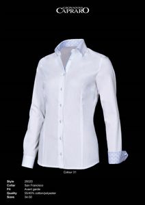 Giovanni Capraro 29323-31 Dames Blouse - Wit [Licht blauw accent]