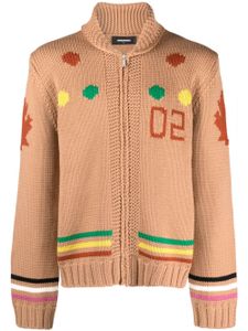 DSQUARED2 cardigan zippé en maille intarsia - Marron