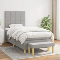 Boxspring met matras stof lichtgrijs 90x190 cm