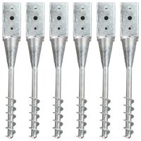 Grondpinnen 6 st 10x10x57 cm gegalvaniseerd staal zilverkleurig