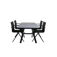 Virya tuinmeubelset tafel 90x160cm en 4 stoel Alina zwart, grijs. - thumbnail