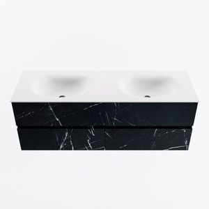 MONDIAZ VICA 140cm badmeubel onderkast Marquina 4 lades. Wastafel MOON dubbel 2 kraangaten, kleur Talc.