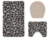 LIVARNO Badmat set 3-delig (Badmat met toiletuitsparing, zwart patroon)
