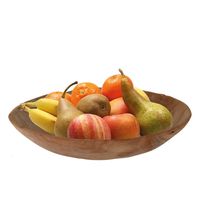 Fruitschaal teak hout rond 37 cm - thumbnail