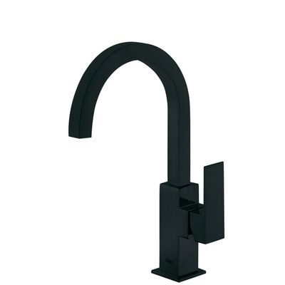 Wastafelmengkraan Tres Cuadro Exclusive 1-Hendel Uitloop Gebogen 20 cm Vierkant Mat Zwart