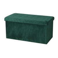 Hocker bank - poef XXL - opbergbox - smaragd groen - polyester/mdf - 76 x 38 x 38 cm   -