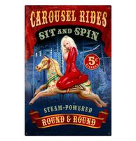 Carousel Rides Round And Round - Zwaar Metalen Bord 92 x 61 cm - thumbnail