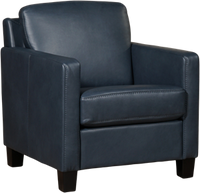 Blauwe leren landelijke fauteuil Smart - poot hout zwart - Granada leer Blue (blauw leer)