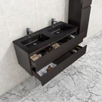 Badkamermeubel Tieme in mat zwart 120x50x48cm met zwarte wastafel