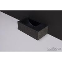 Forzalaqua Venetia Xs fonteinbak 29x16x10cm wasbak Links 0 kraangaten Natuursteen Graniet gezoet & gebrand 8010292