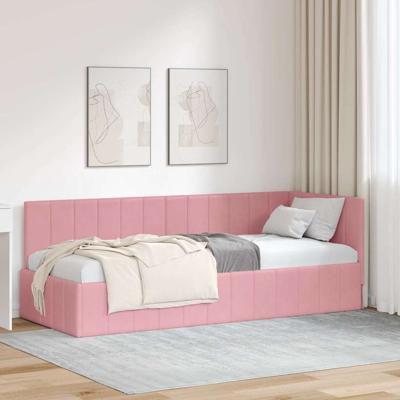 Hoekbedframe met hoofdeinde Roze 80 x 200 cm Fluweel