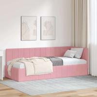 Hoekbedframe met hoofdeinde Roze 80 x 200 cm Fluweel