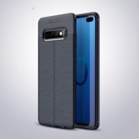 Litchi textuur TPU schokbestendig geval voor Galaxy S10 PLUS (marineblauw)