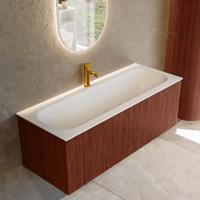 Badmeubel Mondiaz Kurve | 120 cm cm | Meubelkleur Ruby | Wastafelkleur Talc | Solid surface | Wasbak midden spoelbak | 1 kraangat
