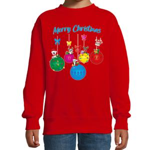 Kersttrui/sweater voor jongens/meisjes - rood - rendiertjes - Merry Christmas