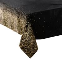 Tafelkleed/tafellaken - zwart - gouden glitters - 140 x 240 cm - wasbaar - kerst - thumbnail