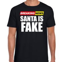 Foute humor Kerst t-shirt breaking news fake zwart voor heren - thumbnail