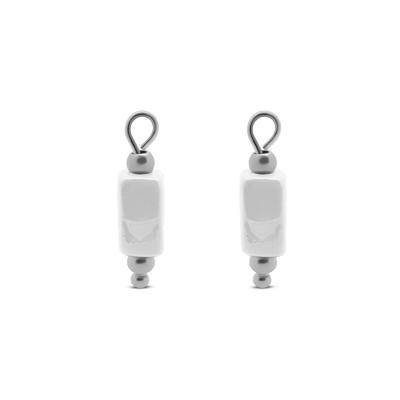 Oorbelhangers keramiek block wit - Stainless steel - Zilver