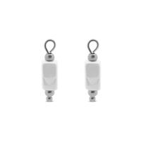 Oorbelhangers keramiek block wit - Stainless steel - Zilver