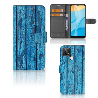 OPPO A15 Book Style Case Wood Blue - thumbnail