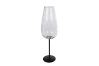 Vaas Wine glass L helder/zwart glas/metaal 8x8x28cm Vaas Wine glass L helder/zwart glas/metaal 8x8x28cm