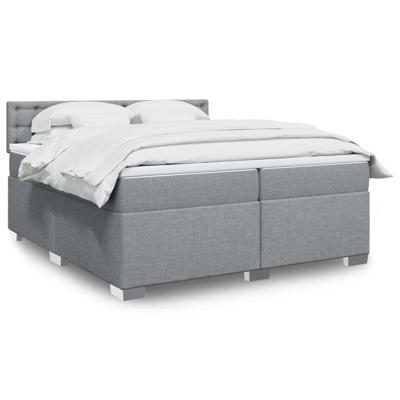 Boxspring met matras stof lichtgrijs 200x200 cm