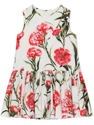 Dolce & Gabbana Kids robe sans manches à fleurs - Blanc
