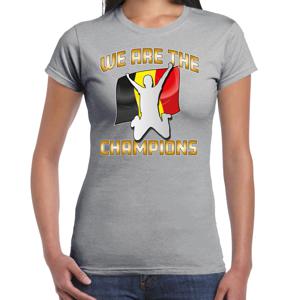 Verkleed T-shirt voor dames - Belgie - grijs - voetbal supporter - themafeest