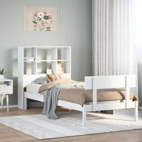 Bed met boekenkast zonder matras grenenhout wit 90x200 cm