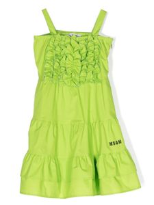 MSGM Kids robe en coton à volants - Vert