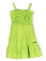 MSGM Kids robe en coton à volants - Vert - thumbnail