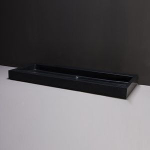 Wastafel Forzalaqua Palermo Graniet Gezoet Zonder Kraangat Zwart 120,5x51,5x9 cm Forzalaqua