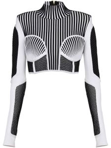 Balmain haut crop à manches longues - Blanc