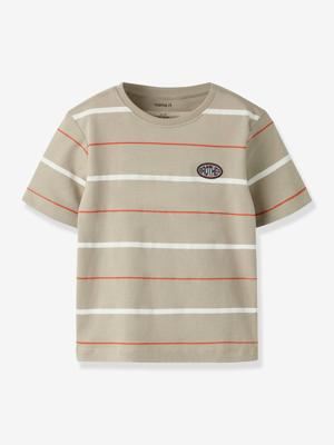 T-shirt voor jongens met streepjesmotief NAME IT taupe
