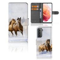 Samsung Galaxy S21 Telefoonhoesje met Pasjes Paarden