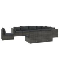 The Living Store Loungeset - Poly Rattan - Grijs - 70x70x60.5cm - Waterbestendig