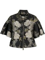 Gemy Maalouf blouse zippée à fleurs en jacquard - Noir