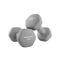 Hexagon dumbbells voor thuis met neopreen coating, Grijs / 2 x 5 kg