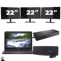 Dell Latitude 3310 - Intel Core i3-8e Generatie - 13 inch - Touch - 8GB RAM - 256GB SSD - Windows 11 Home + 3x 22 inch Monitor