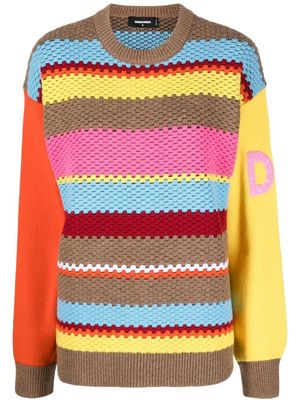 DSQUARED2 pull en maille épaisse à rayures - Marron