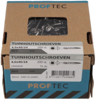 Proftec tuinhoutschroef rvs-410 lk +snijpunt torx tx20 4.0x40/24 | 200 stuks - 5207.31.25601