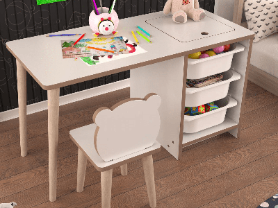 Bureau SOREO 3 lades met stoel wit