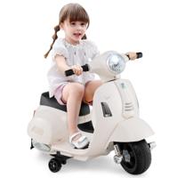 Gelicentieerde Vespa Kinder Elektrische Motorfiets 6V Batterij Aangedreven Motorfiets met LED-koplamp Wit
