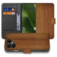 Bookcase Hoesje Fairphone 6 | Donker Hout Ontwerp Met Pasjeshouder En Sterke Bescherming