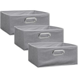 Set van 3x stuks opbergmand/kastmand 14 liter lichtgrijs linnen 31 x 31 x 15 cm